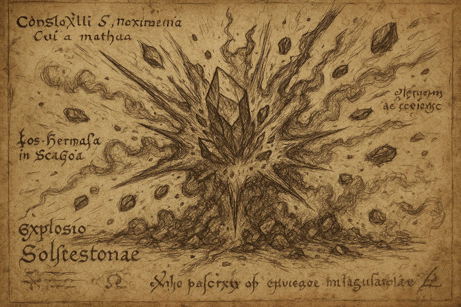 Refinement overload explosion sketch: shock wave, shrapnel, taint plume