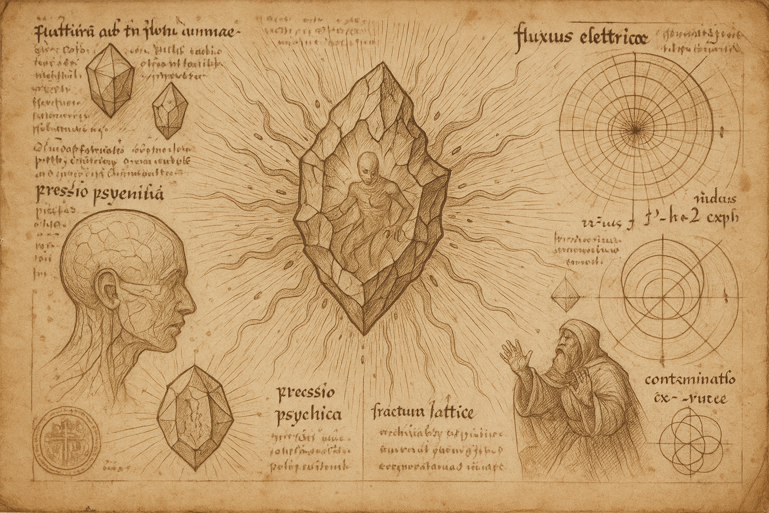 Soulstone study sketch: lattice, facets, bound face